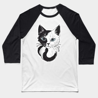 Black and White Cat Baseball T-Shirt